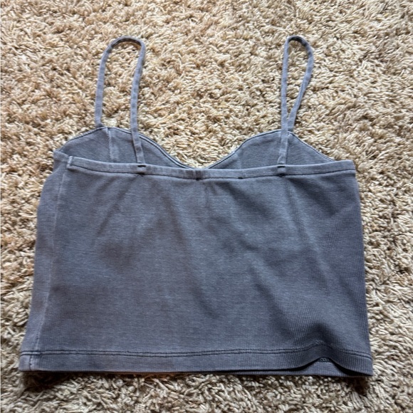 Grey Ribbed Crop Top - Picture 3 of 3